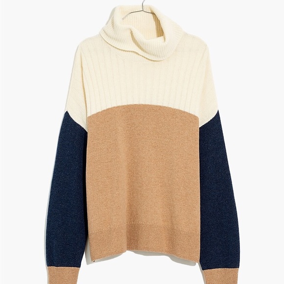 Madewell Hickory Colorblock Turtleneck Wool Sweater - Picture 2 of 5